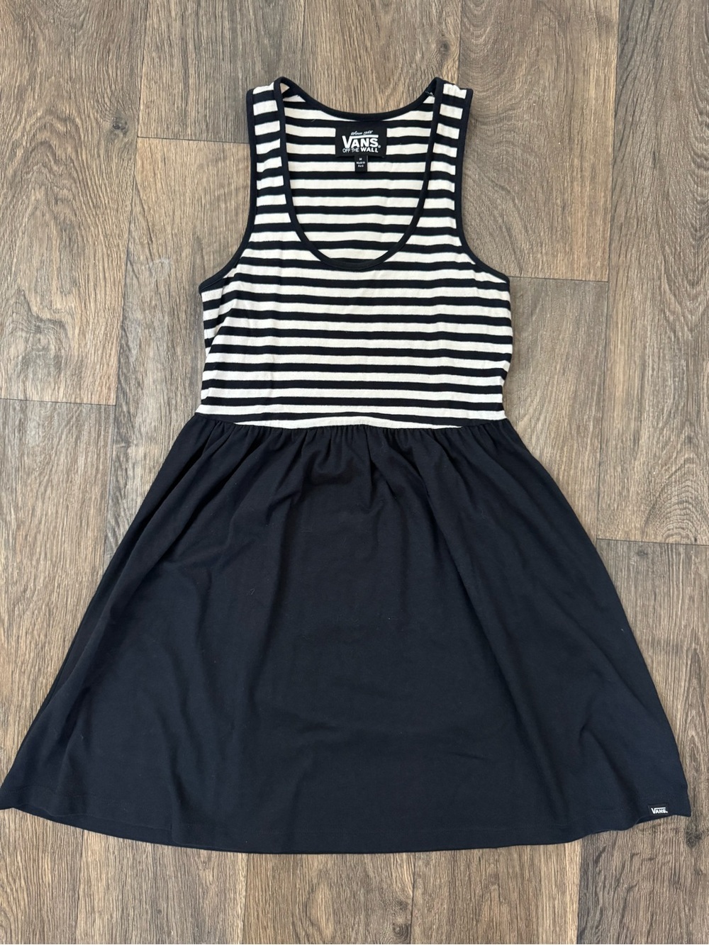 Vans Girls' Black & White Striped Tank Dress Medium